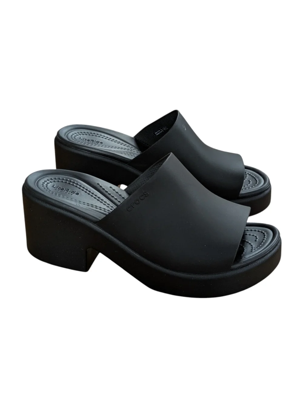 Crocs Brooklyn Slide Heel Sandals Black Size 9 - Picture 2 of 10